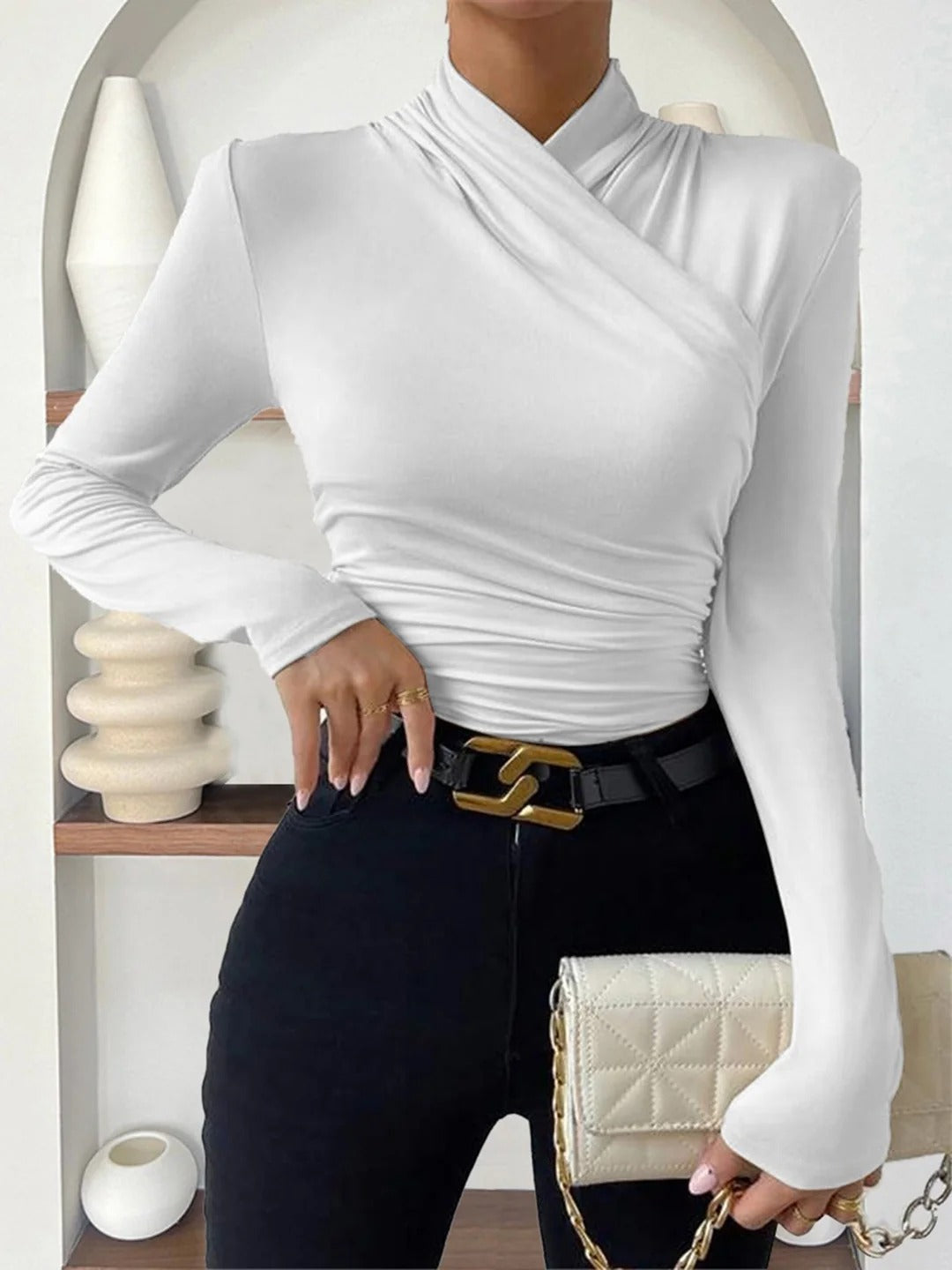 Rocio - Camiseta con cuello cruzado