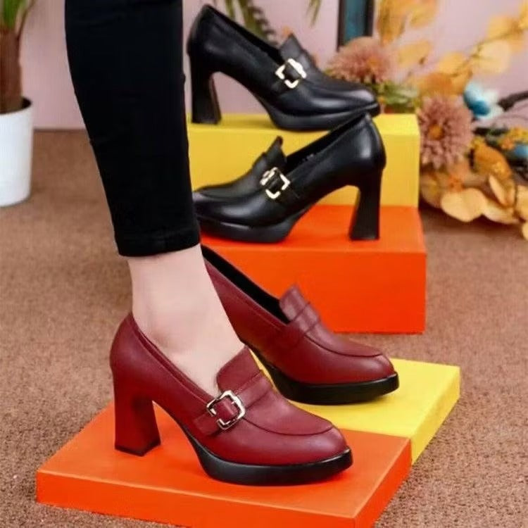 Zapatos de tacón de cuero versátiles - Julia