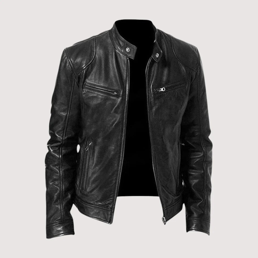 Elegante chaqueta de cuero para hombre