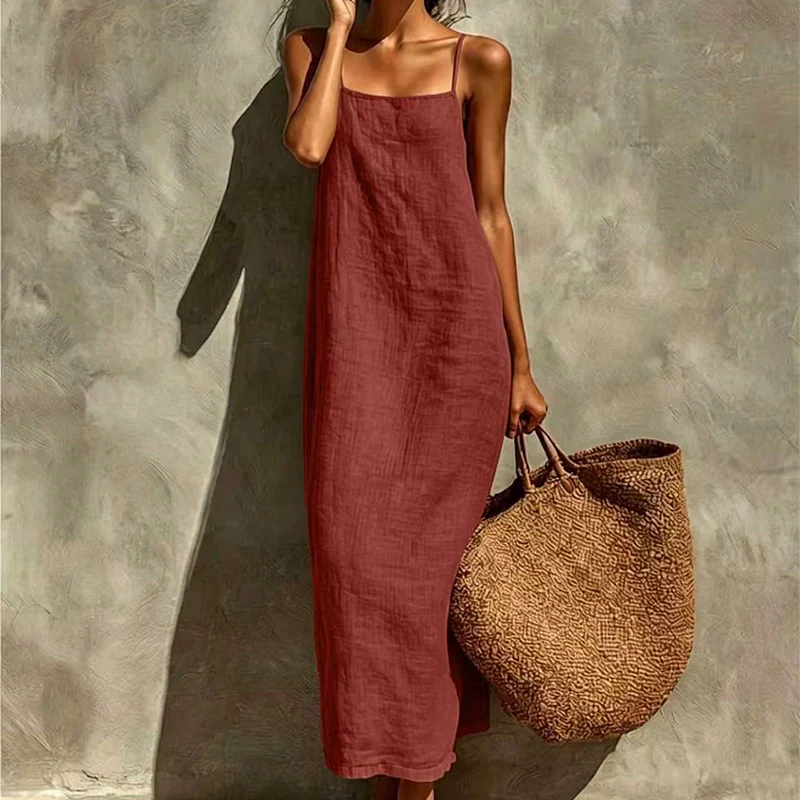 Vestido liso tipo camisón con estilo