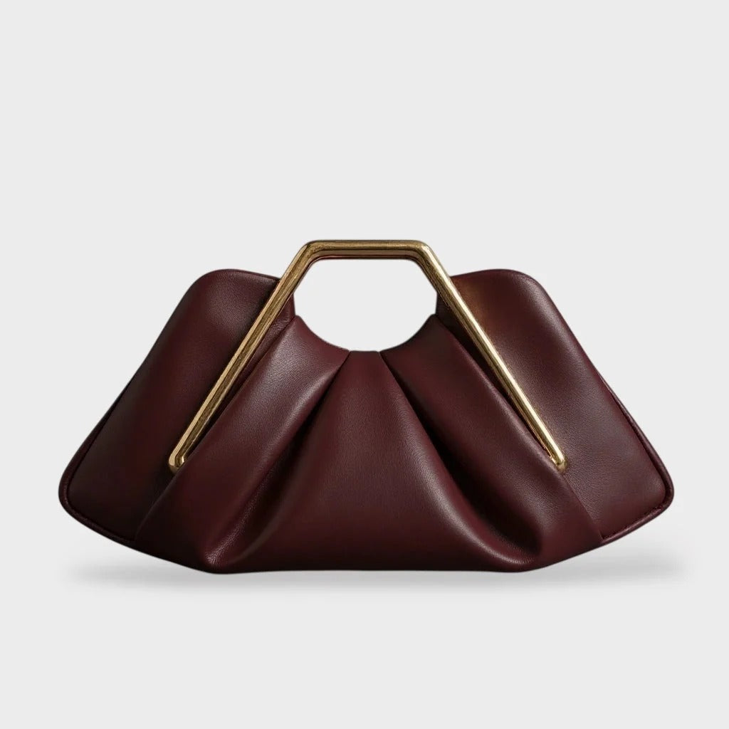 Ale | Bolso Clutch Plisado con Asa Dorada