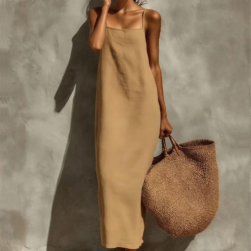 Vestido liso tipo camisón con estilo