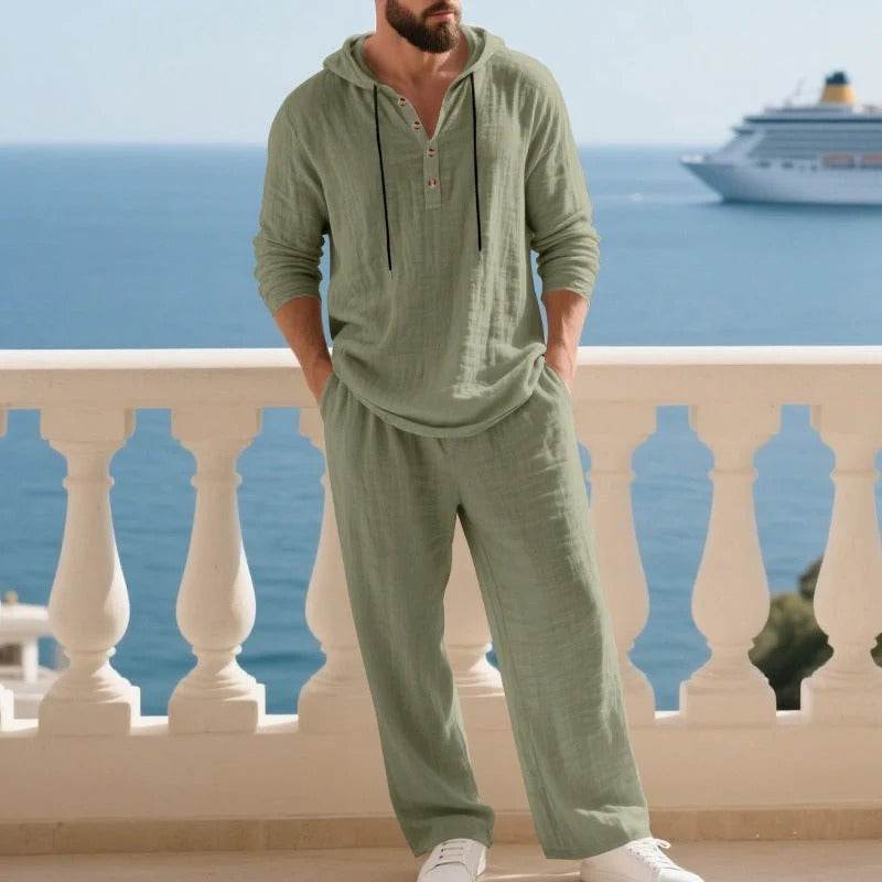 Conjunto de dos piezas para hombre: camiseta holgada con capucha y pantalones