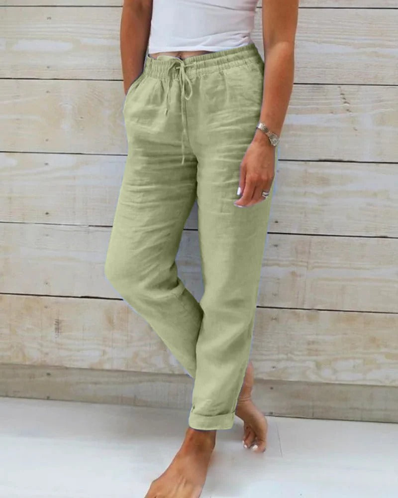 Pantalones Irina de corte recto y color liso