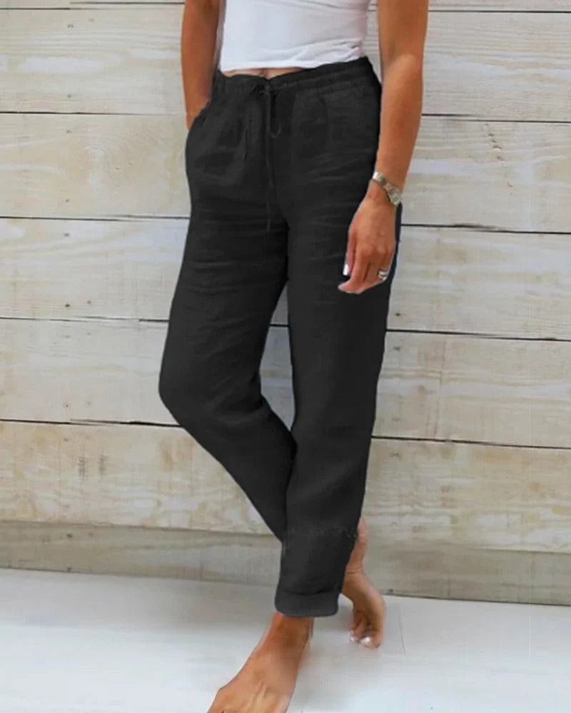 Pantalones Irina de corte recto y color liso
