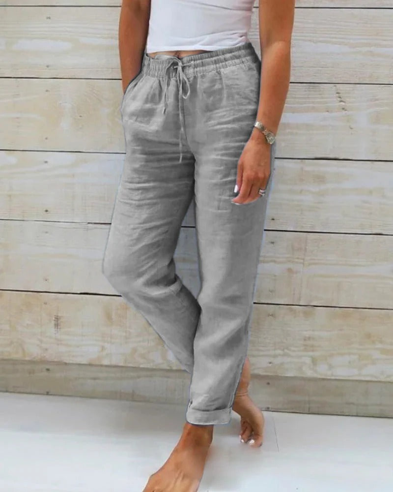 Pantalones Irina de corte recto y color liso