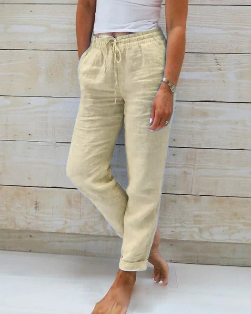 Pantalones Irina de corte recto y color liso