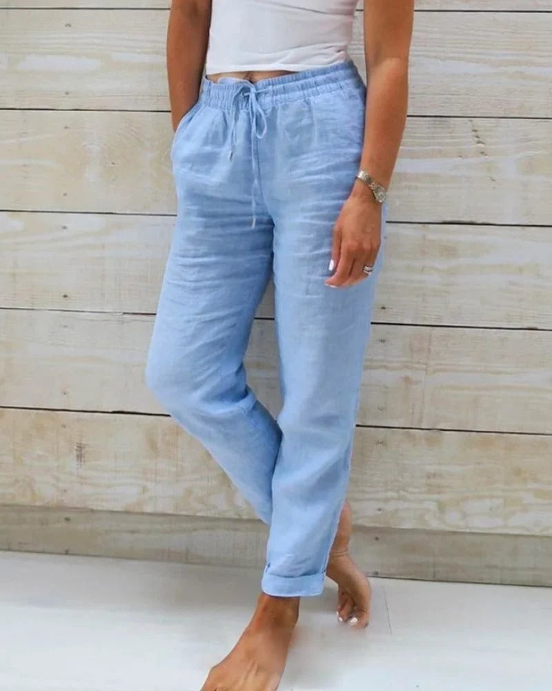 Pantalones Irina de corte recto y color liso