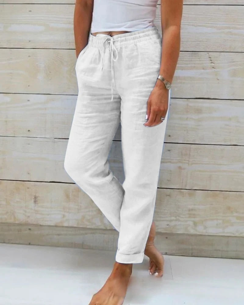 Pantalones Irina de corte recto y color liso