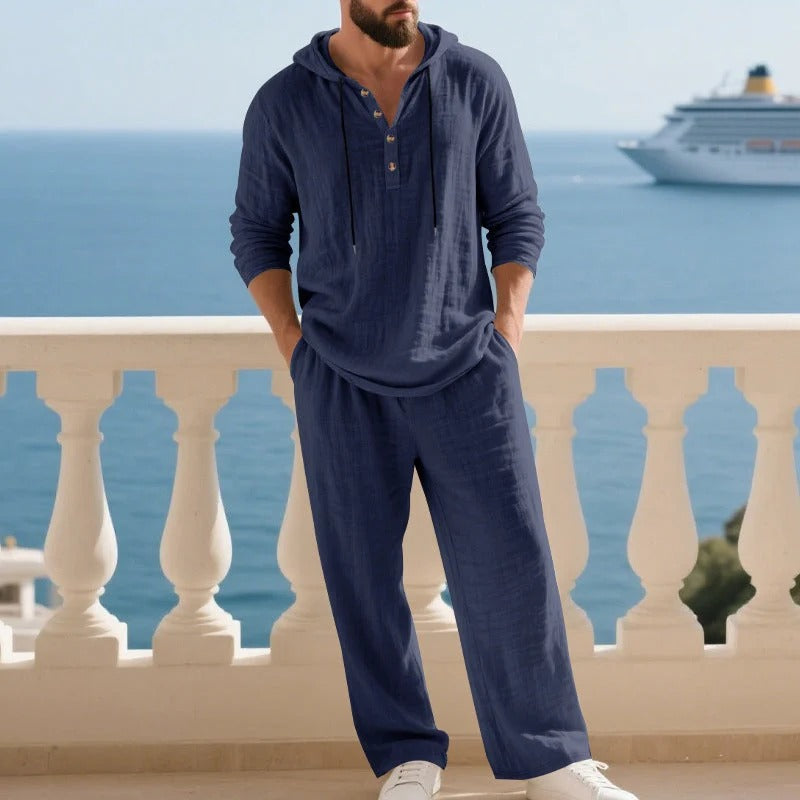 Conjunto de dos piezas para hombre: camiseta holgada con capucha y pantalones