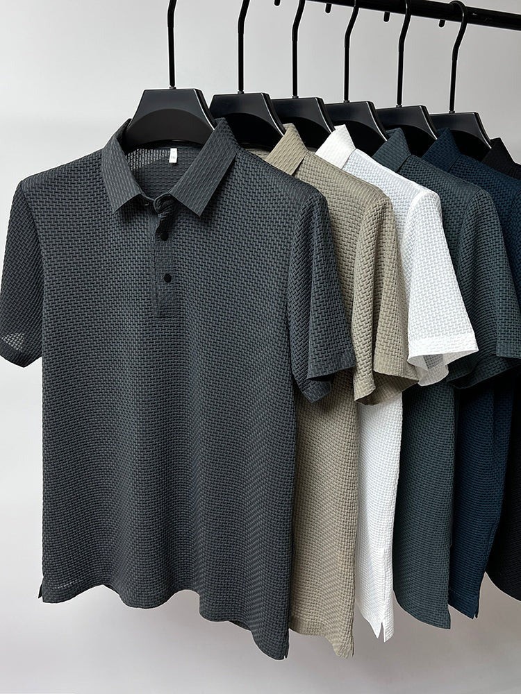 Camiseta de manga corta transpirable de seda para hombre