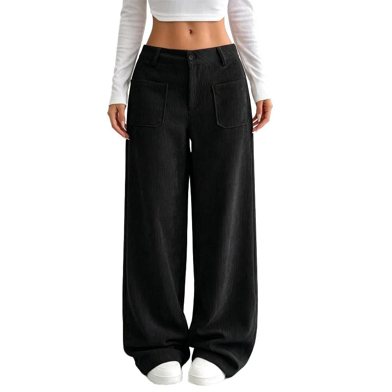 Pantalones de mujer de estilo informal, holgados y de pierna ancha - Sandra