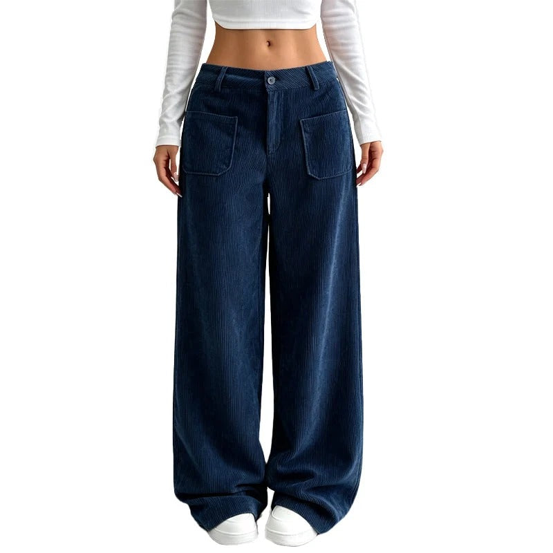 Pantalones de mujer de estilo informal, holgados y de pierna ancha - Sandra