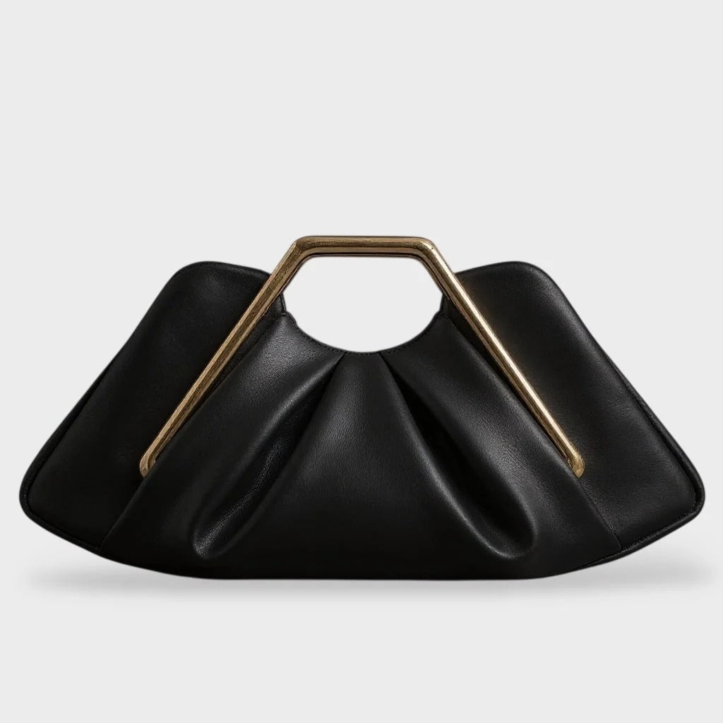 Ale | Bolso Clutch Plisado con Asa Dorada