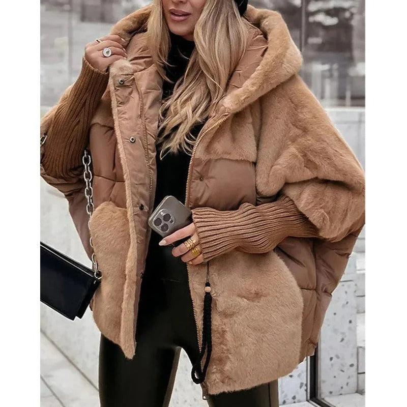 Abrigo de punto holgado y oversize de lujo para mujer