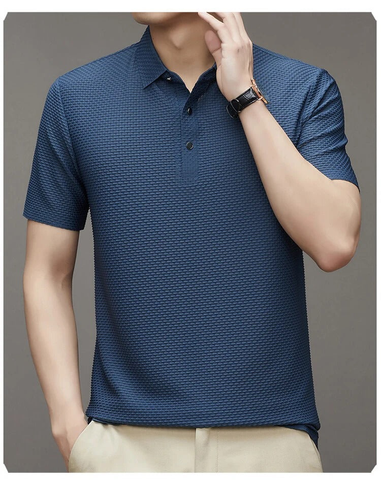Camiseta de manga corta transpirable de seda para hombre