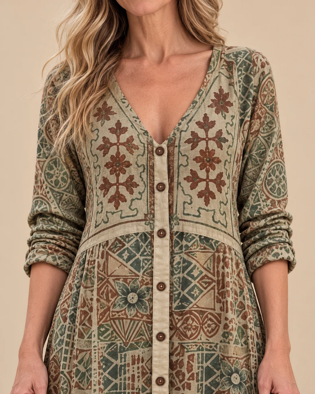 Vestido largo con estampado botánico