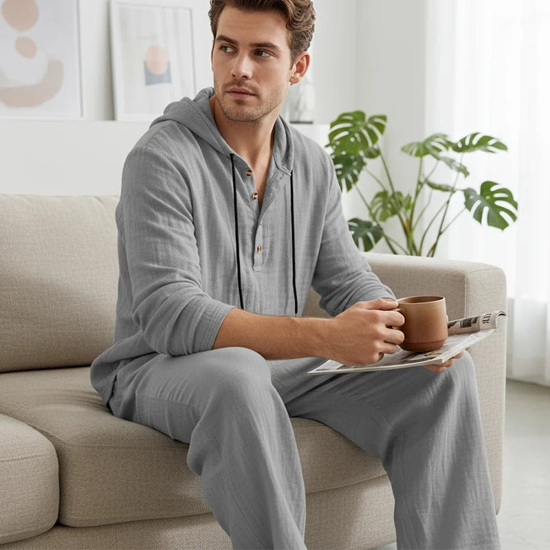 Conjunto de dos piezas para hombre: camiseta holgada con capucha y pantalones