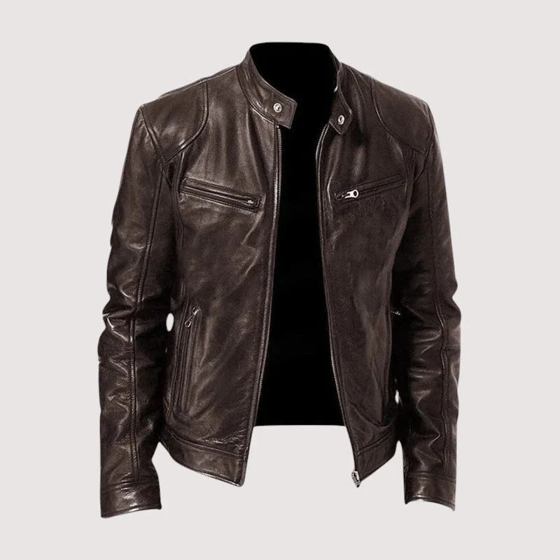Elegante chaqueta de cuero para hombre