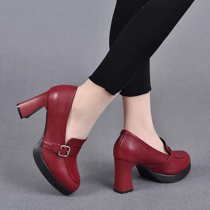 Zapatos de tacón de cuero versátiles - Julia