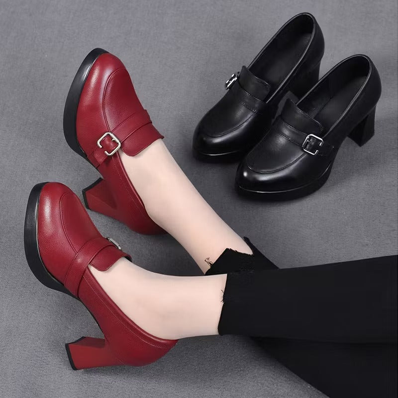 Zapatos de tacón de cuero versátiles - Julia