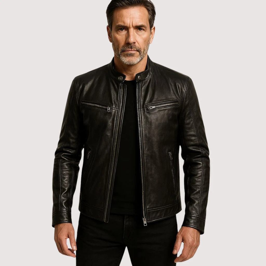 Elegante chaqueta de cuero para hombre