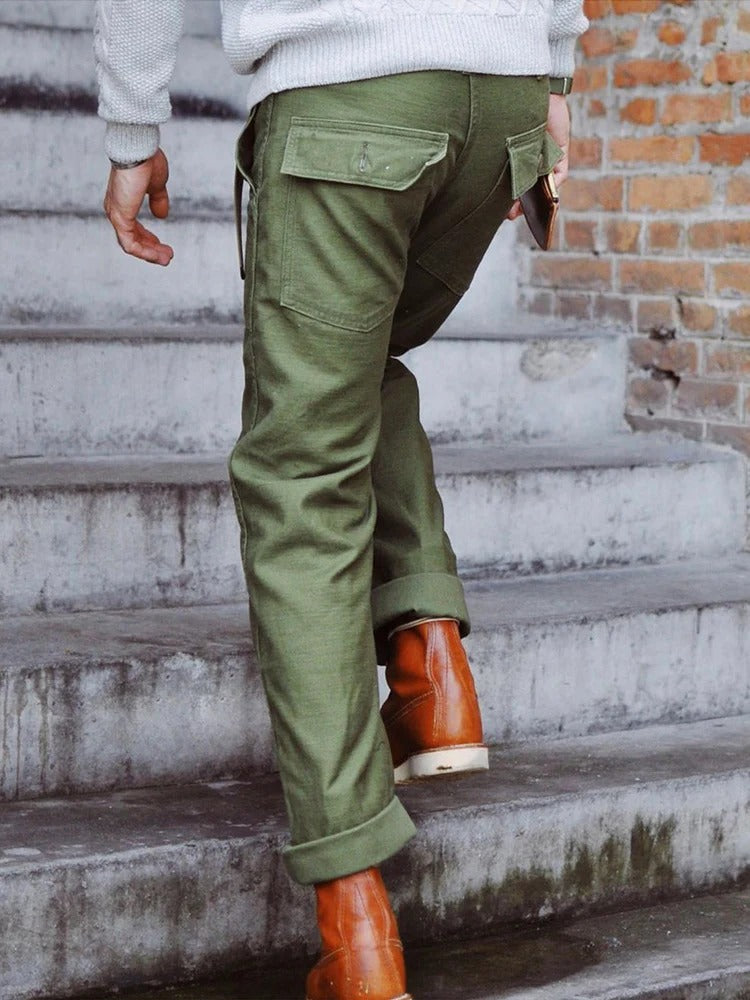 David - Pantalones rectos informales para hombre inspirados en los pantalones fatigados OG-107